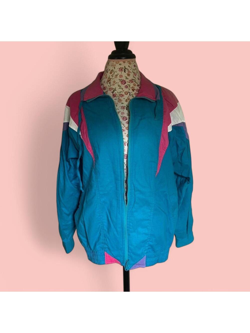 80’s 90’s blue colorblock windbreaker